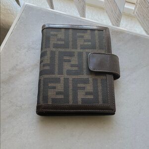 Fendi Brown Zucca Logo Bifold Organizer Wallet